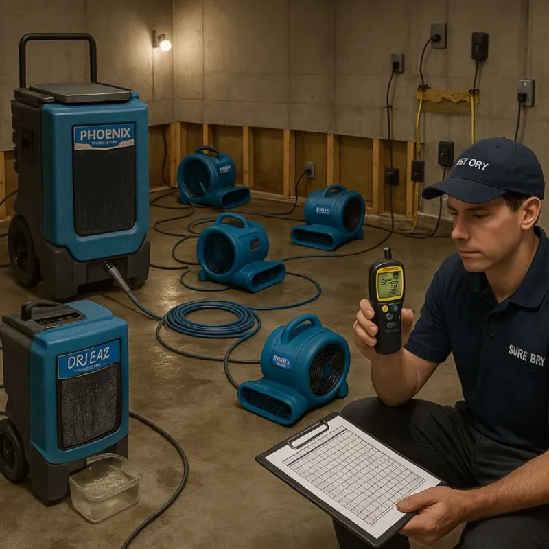 Structural Drying and Dehumidification process in Rocky Mount, NC